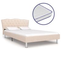 vidaXL Bed met traagschuim matras stof beige 120x200 cm - thumbnail