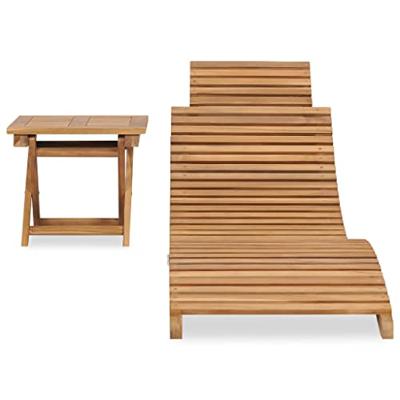 Ligbed met inklapbare tafel massief teakhout - thumbnail