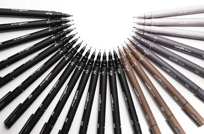 Fineliner Uni-ball Pin ASP008 set à 5 breedtes zwart Fineliner Uni-ball Pin ASP008 set à 5 breedtes zwart