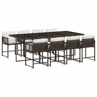 9-delige Tuinset met kussens poly rattan bruin - thumbnail