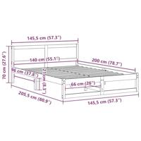 Bedframe met hoofdeinde Wit 140 x 200 cm Massief grenenhout - thumbnail