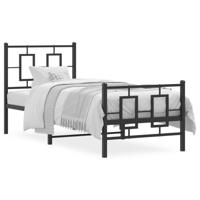 Bedframe met hoofd- en voeteneinde metaal zwart 75x190 cm - thumbnail