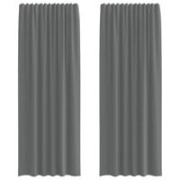 Gordijnen voile met roedezakken 2 st donkergrijs - thumbnail
