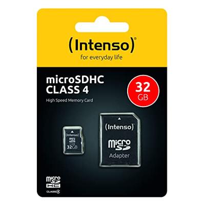 Intenso 32 GB Micro SDHC-Card microSDHC-kaart 32 GB Class 4 Incl. SD-adapter Intenso 32 GB Micro SDHC-Card microSDHC-kaart 32 GB Class 4 Incl. SD-adapter