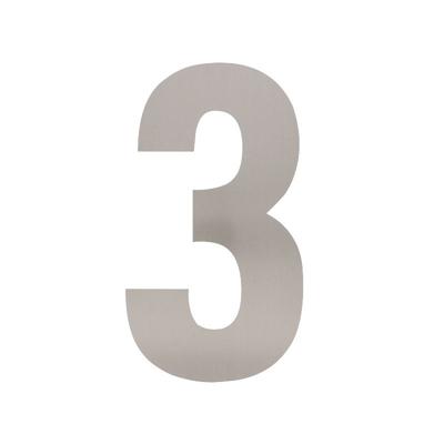 Huisnummer 3 XL hoogte 300mm rvs geborsteld Huisnummer 3 XL hoogte 300mm rvs geborsteld