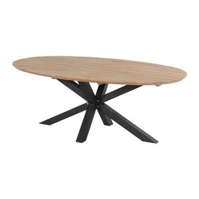 Hartman Ovale Tuintafel 'Stephanie' Teakhout, 200 x 120cm, kleur Naturel/Zwart