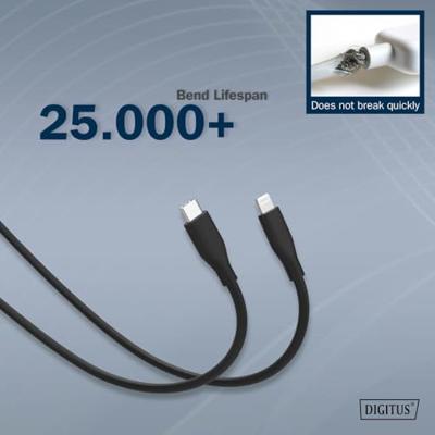 Digitus AK-600110-020-S USB-kabel USB 2.0 Apple Lightning stekker, USB-C stekker 2.00 m Zwart Flexibel, Zeer flexibel, Met USB, Silicone, Uitstekende Digitus AK-600110-020-S USB-kabel USB 2.0 Apple Lightning stekker, USB-C stekker 2.00 m Zwart Flexibel, Zeer flexibel, Met USB, Silicone, Uitstekende