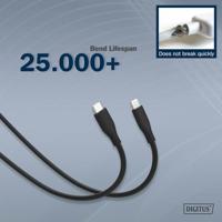 Digitus AK-600110-020-S USB-kabel USB 2.0 Apple Lightning stekker, USB-C stekker 2.00 m Zwart Flexibel, Zeer flexibel, Met USB, Silicone, Uitstekende - thumbnail