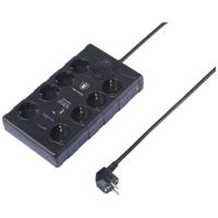 Sygonix SY-4751202 Overspanningsveilige stekkerdoos 8-voudig Zwart Randaarde stekker 1 stuk(s) - thumbnail