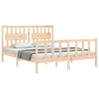 Bedframe met hoofdbord massief hout - thumbnail