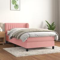 Boxspring met matras fluweel roze 90x190 cm - thumbnail