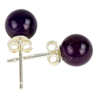 Amethist oorstekers 925 zilver - 0.6 - Metaal - Zilver - Mineraal (3 stuks) - M - thumbnail