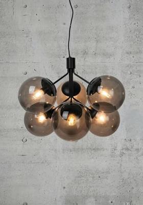 Nordlux 6-lichts hanglampIvona zwart met smoke glas - 2112163003