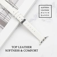 By Qubix - Leren Slim Fit bandje - Wit - Compatible met Apple Watch 44mm / 45mm / 46mm / 49mm - Compatible Apple watch bandjes - thumbnail