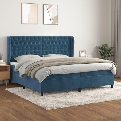 Boxspring met matras fluweel donkerblauw 200x200 cm