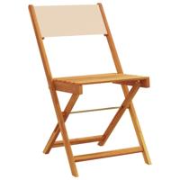 Tuinstoelen 6 st inklapbaar stof en massief hout beige - thumbnail