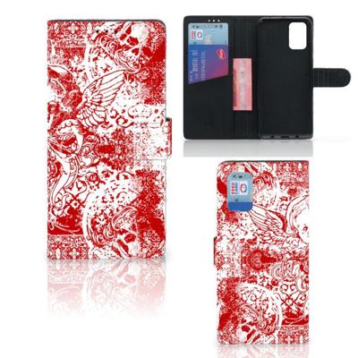 Telefoonhoesje met Naam Samsung Galaxy A02s | M02s Angel Skull Rood