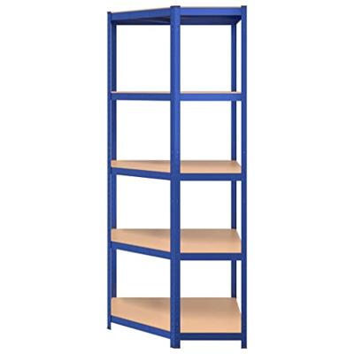 VidaXL Hoekrek 5-laags staal en bewerkt hout blauw