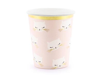 Feestbekers Katten Roze/Goud (6st)