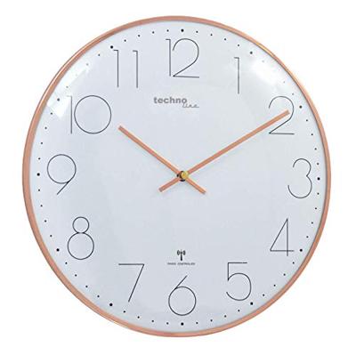 Techno Line WT 8235 gold optik Zendergestuurd Wandklok 35 cm x 350 mm x 350 mm x 25 mm Rose gold