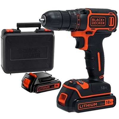 BLACK+DECKER BDCDC18KB 18V 2x1.5Ah Schroefboor - 1 snelh | 2x 18V 1.5Ah accu's + 400mA Lader | In koffer - BDCDC18KB-QW BLACK+DECKER BDCDC18KB 18V 2x1.5Ah Schroefboor - 1 snelh | 2x 18V 1.5Ah accu's + 400mA Lader | In koffer - BDCDC18KB-QW