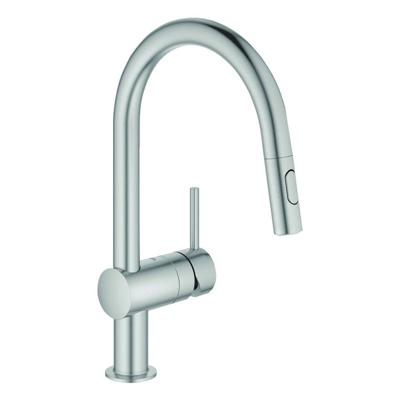 GROHE Minta Keukenkraan - hoog - draaibare/uittrekbare uitloop - 2 straalsoorten - supersteel geborsteld 32321DC2 GROHE Minta Keukenkraan - hoog - draaibare/uittrekbare uitloop - 2 straalsoorten - supersteel geborsteld 32321DC2