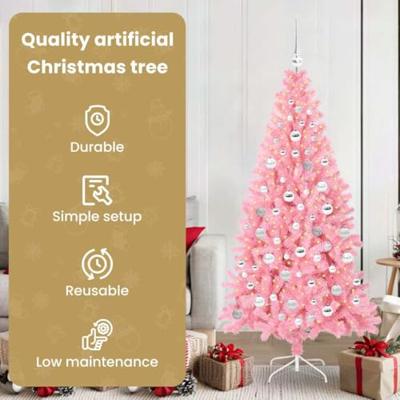 VidaXL Kerstboom met 300 led met standaard roze 180 cm pvc VidaXL Kerstboom met 300 led met standaard roze 180 cm pvc