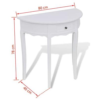 Wandtafel met lade halfrond wit