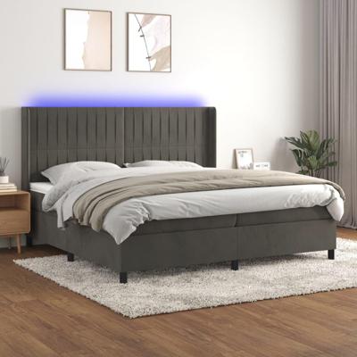 Boxspring met matras en LED fluweel donkergrijs 200x200 cm
