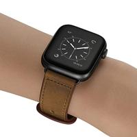 Leren bandje dubbele lus - Gemeleerd bruin - Geschikt voor Apple Watch 44mm / 45mm / 46mm / 49mm - thumbnail