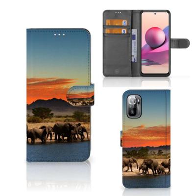 Xiaomi Redmi Note 10/10T 5G | Poco M3 Pro | Telefoonhoesje | Met pasjeshouder | Olifanten