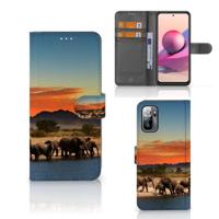 Xiaomi Redmi Note 10/10T 5G | Poco M3 Pro | Telefoonhoesje | Met pasjeshouder | Olifanten - thumbnail