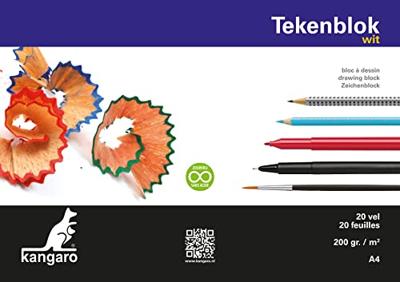 Kangaro k-5551 tekenblok 210x297mm 200gr 20 vel, wit