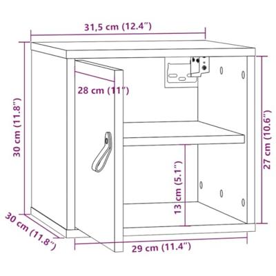 Wandkasten 2 st 31,5x30x30 cm massief grenenhout honingbruin