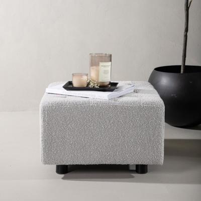 Nohr Hocker 'Deniz' Bouclé, kleur Lichtgrijs Nohr Hocker 'Deniz' Bouclé, kleur Lichtgrijs