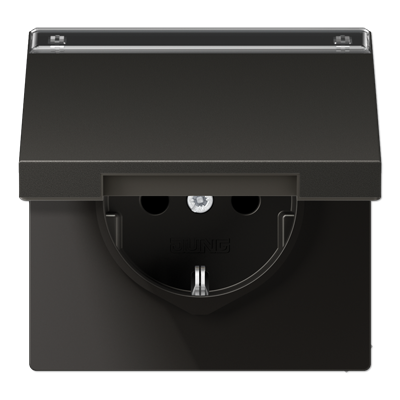 Jung wandcontactdoos 1-voudig met randaarde en Klapdeksel Antraciet AL 1520 KL AN