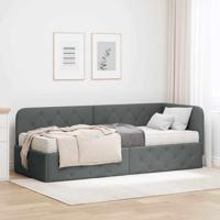 Hoekbedframe met matras Donkergrijs 80 x 200 cm Stof - thumbnail