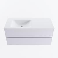 MONDIAZ VICA 110cm badmeubel onderkast Cale 2 lades. Wastafel CLOUD links 1 kraangat, kleur Talc. - thumbnail
