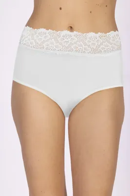 Kanten modal taille slip dames - Hoge kanten dames onderbroek - 44 - Huidskleur | Dames slip - Onderbroek - Ondergoed - 44 - Onderbroek - Ondergoed