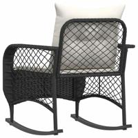 Tuinschommelstoel met kussens poly rattan zwart - thumbnail