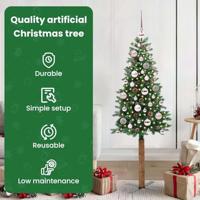 VidaXL Slanke kerstboom groen 150 cm pvc en massief dennenhout - thumbnail