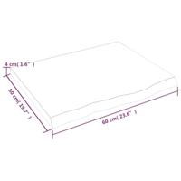 Wastafelblad 60x50x(2-4) cm behandeld massief hout lichtbruin - thumbnail