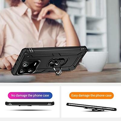 Lunso - Xiaomi 13 Pro - Armor backcover hoes met ringhouder - Zwart Lunso - Xiaomi 13 Pro - Armor backcover hoes met ringhouder - Zwart