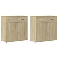 Dressoirs 2 st 79x38x80 cm bewerkt hout sonoma eikenkleurig - thumbnail
