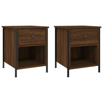 Nachtkastjes 2 st 40x42x50 cm bewerkt hout bruin eikenkleur