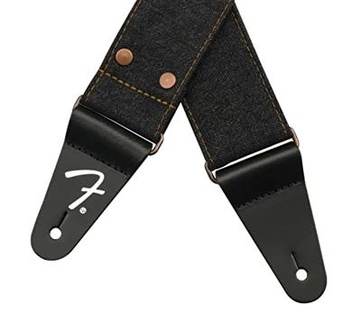 Fender x Wrangler® Riveted Denim Strap Black gitaarband - thumbnail