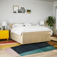 Boxspring met matras stof crèmekleurig 180x200 cm - thumbnail