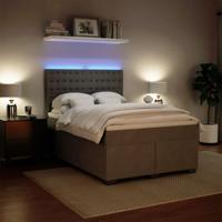 Boxspring met matras fluweel lichtgrijs 160x200 cm - thumbnail