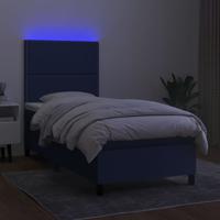 Boxspring met matras en LED stof blauw 100x200 cm - thumbnail
