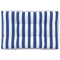 VidaXL Palletkussen gestreept 120x80x12 cm stof blauw en wit - thumbnail